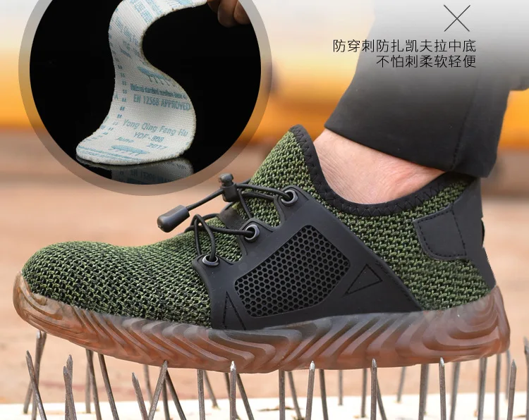 

BZBFSKY new Men And Women Steel Toe Air Safety Boots Indestructible Ryder Shoes light Work Sneakers Breathable Shoes size 35-48