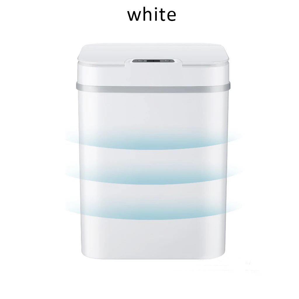 Белый Automatic Touchless Kitchen Trash Can Intelligent Induction Motion Sensor Waste Bins Wide Opening Eco-Friendly Waste Garbage Bin - Цвет: Белый