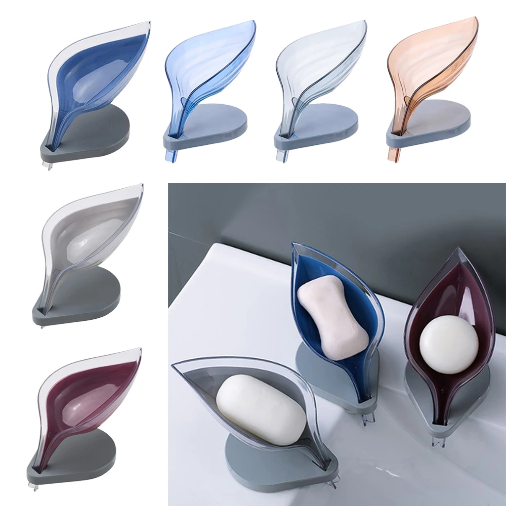 Leaf Soap Box Soap Holder Clear Kitchen Supplies Gadgets  Suction Cup Natural Leaf Shape Soap Case 6 Colors Leaf Soap Box Soap Holder Clear Kitchen Supplies Gadgets  Suction Cup Natural Leaf Shape Soap Case 6 Colors
