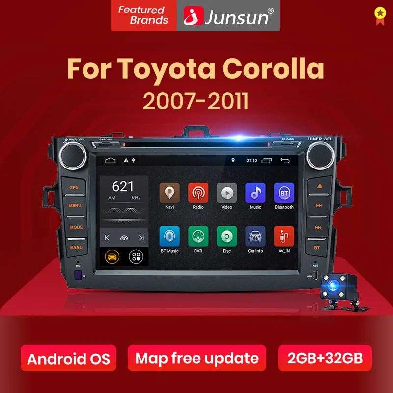 Junsun 2 + 32 ГБ Android 8 1 Din Автомобильный мультимедийный плеер для Toyota Corolla 2007 2008 2009 2010 2011