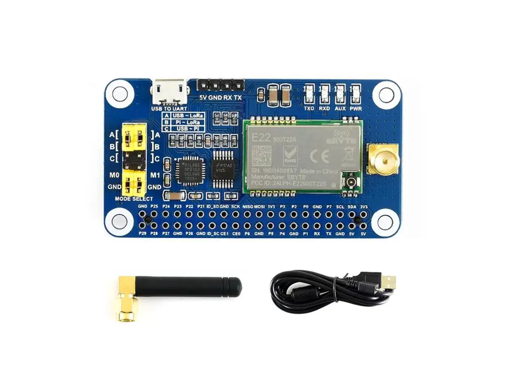 Шляпа LoRa Waveshare SX1262 для Raspberry Pi широкополосная модуляция спектра частотный