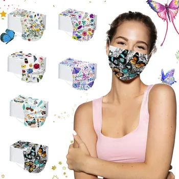 

50pcs Butterfly Printing Disposable Mask Adult/kid Disposable Mask Protection Breathable Mascarilla Desechable Mascara Para Adu