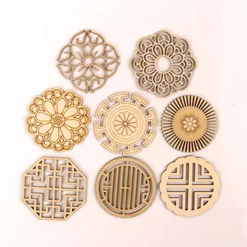

Chinese style Retro Frame Wooden Pattern Round Square Scrapbooking Craft Handmade Accessory Sewing Home Decor DIY 64mm