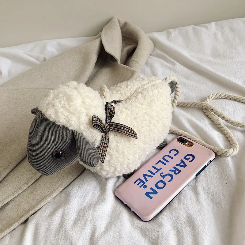 

INS Cartoon Cute Adorable Bag Women's 2019 New Style Korean-style Fashion Berber Fleece Shoulder Doll Package Fashion