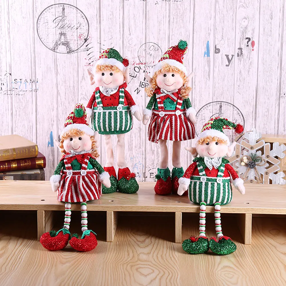 Рождественская кукла игрушка рождественские вечерние украшения красный и зеленый длинноногий милый Эльф Рождественский подарок инновационное украшение со снеговиком для дома