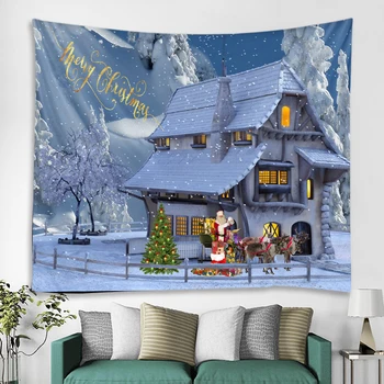 

Christmas tapestry Santa Claus elk delivery gifts wall hanging tapestry holiday decoration household items decoration big blanke