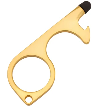 

TOP 4 PCS Door Opener Touchless Door Handle Key Auxiliary Handle Isolation Safety Non-Contact Tool (Golden)