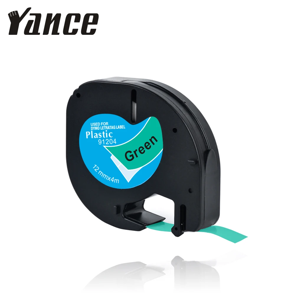 Yance LT91204 91204 91334 LT 라벨 메이커 테이프 12mm 검정색 호환 DYMO LetraTag 테이프 dymo 라벨 프린터 LT-100H 용
