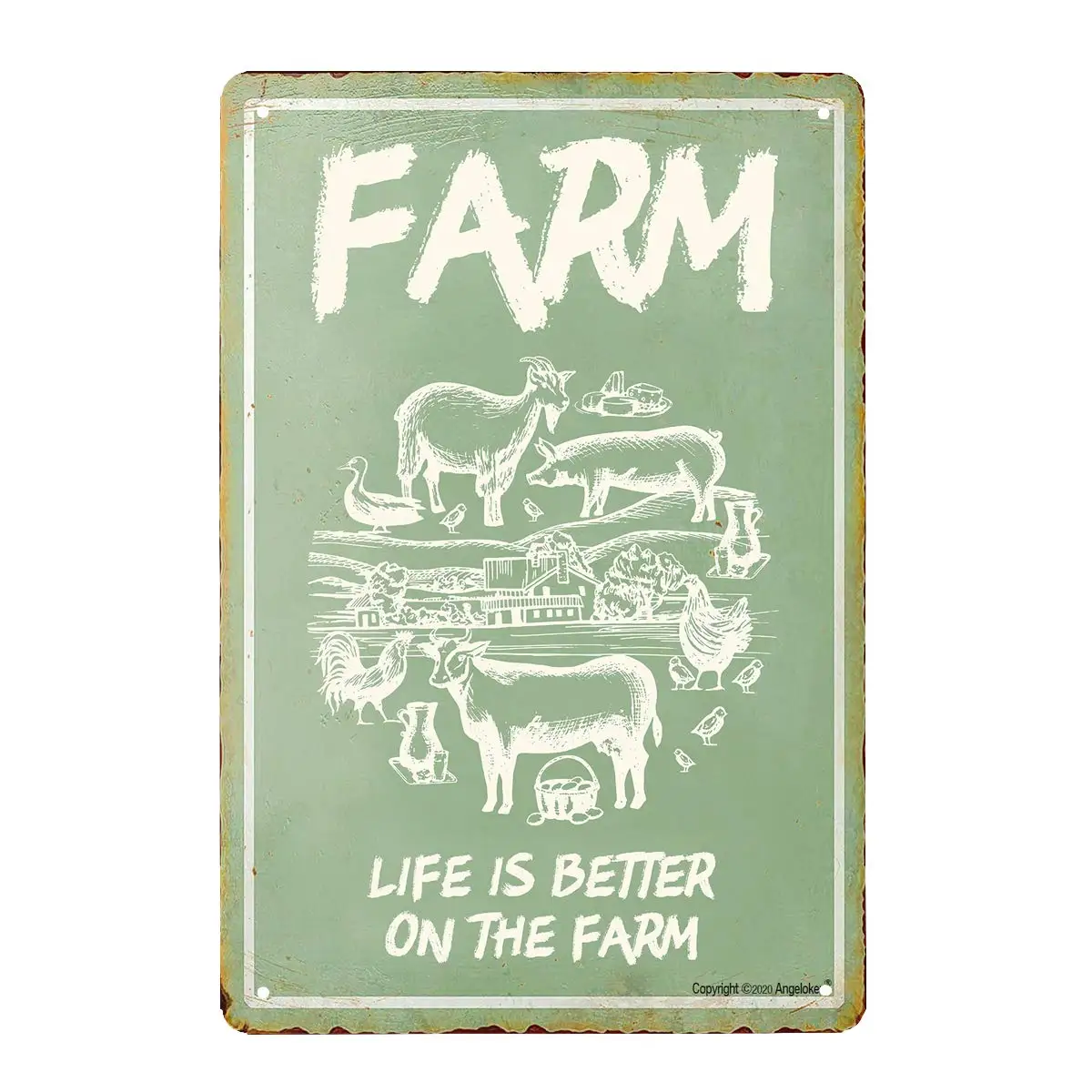 Tin Sign -Farm Sweet Farm Life is Better ON The Farm- Vintage Style Bar Pub Garage Hotel Diner Cafe Home Iron Mesh Fence | Дом и сад