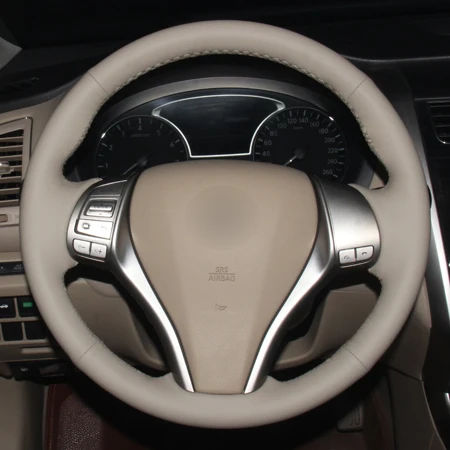 Ручная швейная крышка рулевого колеса автомобиля бежевый для Nissan Teana 2013- Altima 2013- Rogue- Qashqai X-Trail - Название цвета: Style 2