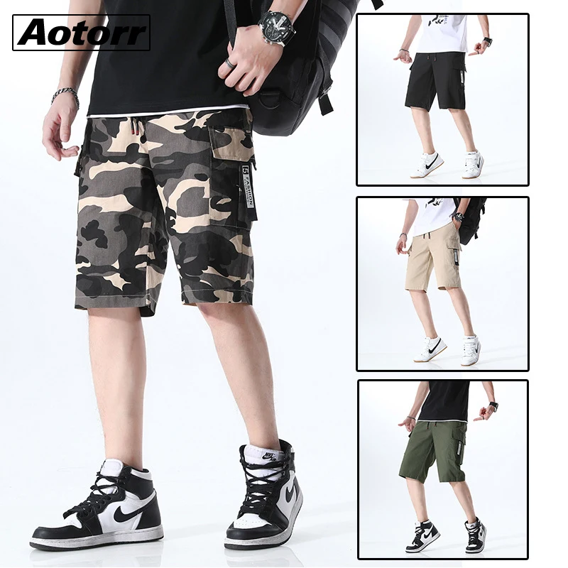 Pantalones cortos militares de camuflaje para hombre, Shorts militares tácticos para correr, de algodón, informales, sueltos, 4XL