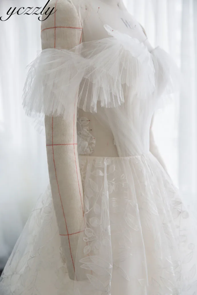 Robe De Mariee великолепное бальное платье с открытыми плечами, аппликационные Жемчужины для кружева, свадебное платье, длинное, плюс размер, платье невесты, Gelinlik W36