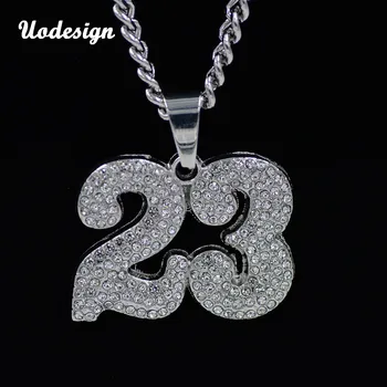 

Hip Hop Basketball Number 23 Pendant Necklace With Cuban Chain Fashion Cubic Zirconia Jewelry For Men Women