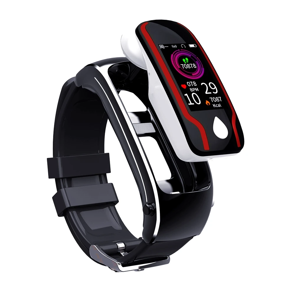 Silicone black Y9 спортивный умный Браслет фитнес трекер Здоровье часы 2 в 1 Bluetooth гарнитура беспроводные стерео наушники многофункциональный браслет - Цвет: Silicone black