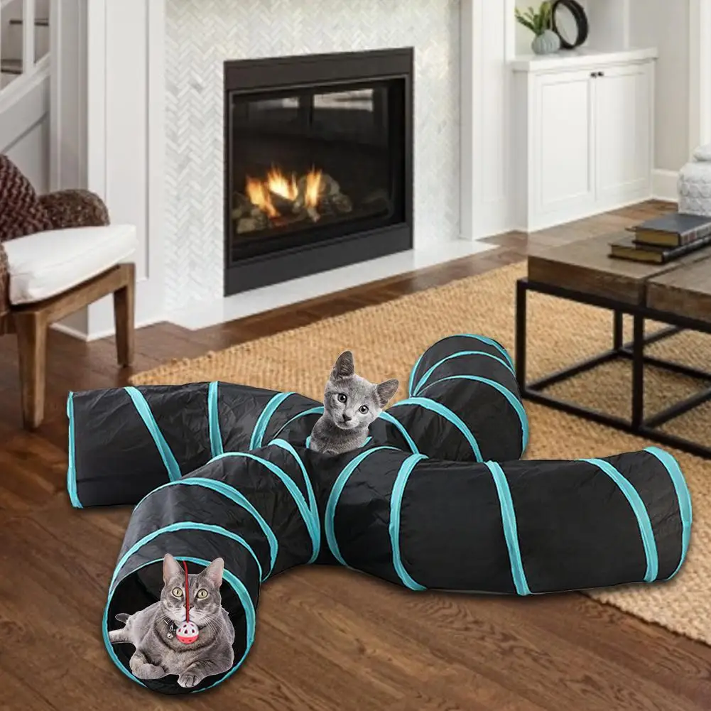 Игрушка для кошек Amazon складной туннель для домашних животных s-типа четырехканальный палатка для кошек игровой туннель