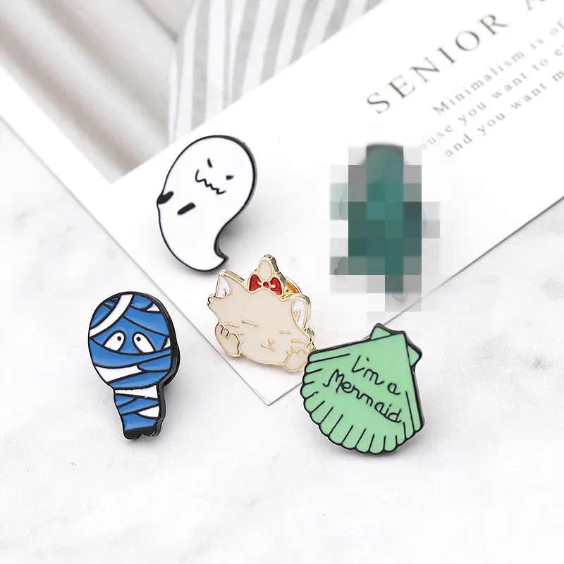 

Zhi jia Accessories Europe And America Hot Sales Halloween Cartoon Ghost Bradypod Mummy Cat Brooch Accessories