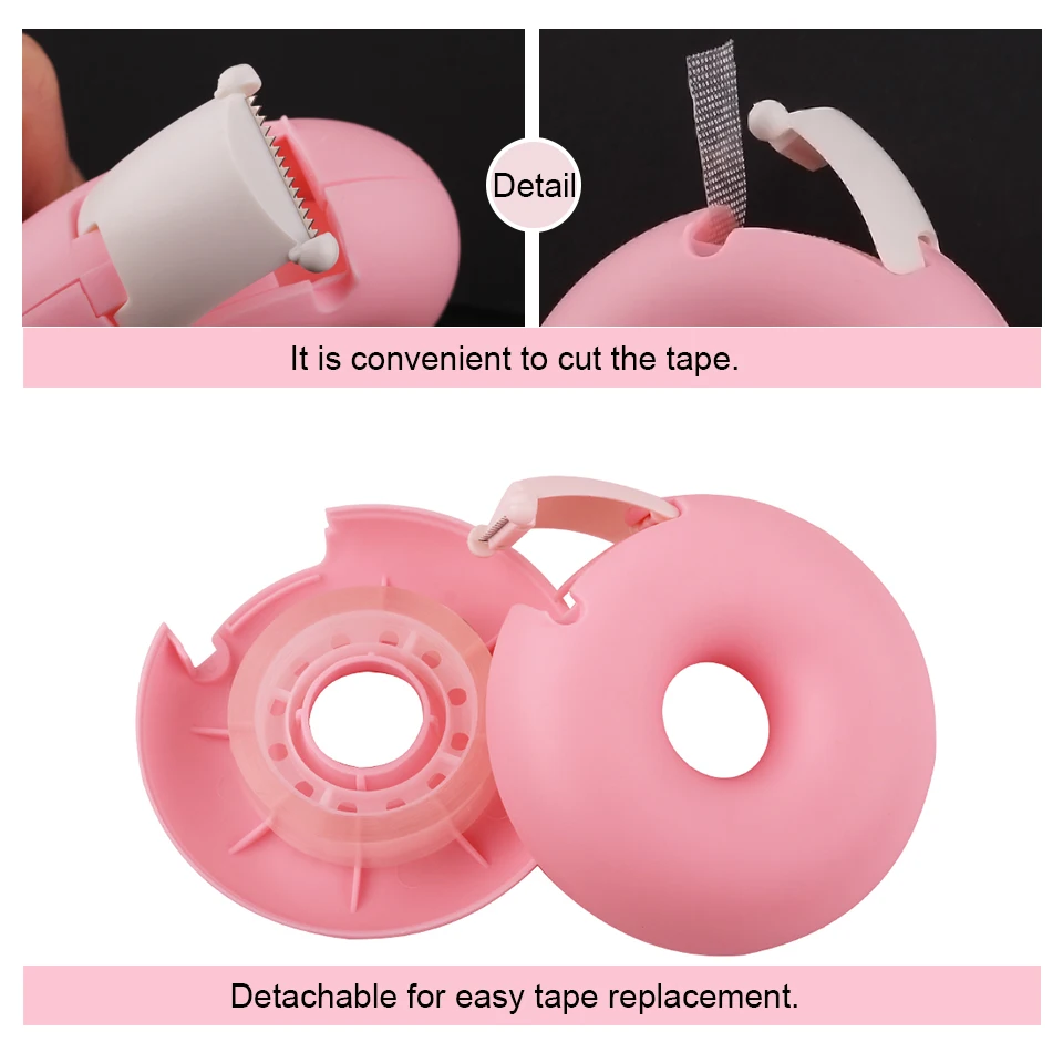 Portable Transparent Acrylic Eyelash Tape Cutter Colorful Cutter PE Medical Tapes Adhesive Rotating Tape Holder Eyelash Tools