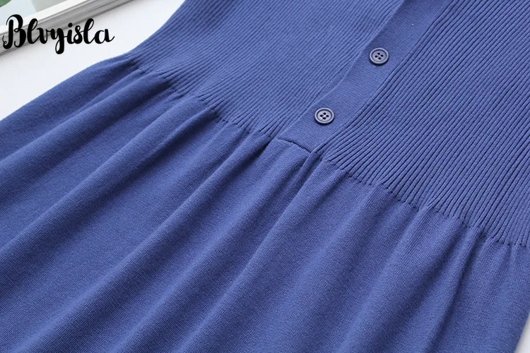 Blvyisla 4XL оверсайз сплошной цвет большое трикотажное платье Глубокий v-образный вырез женские свитеры под одежду платья