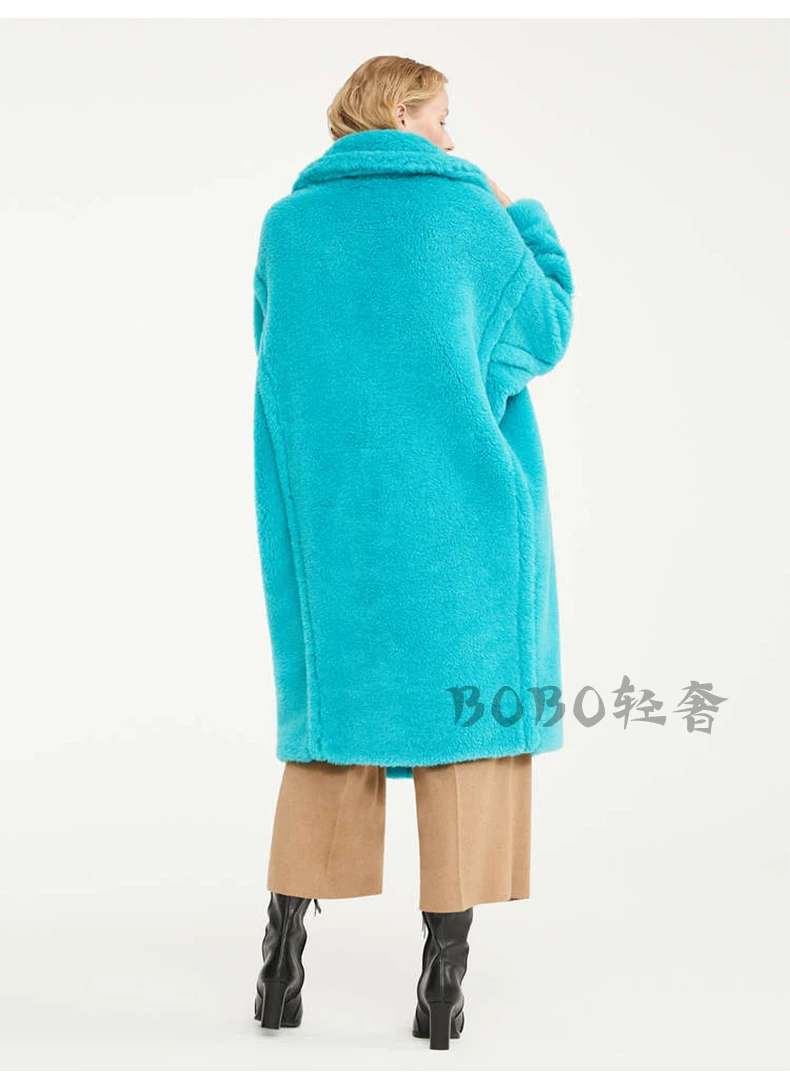 Женская одежда, зимняя верхняя одежда, настоящие пальто, новая шуба из альпаки, толстая зимняя куртка-кокон 1018