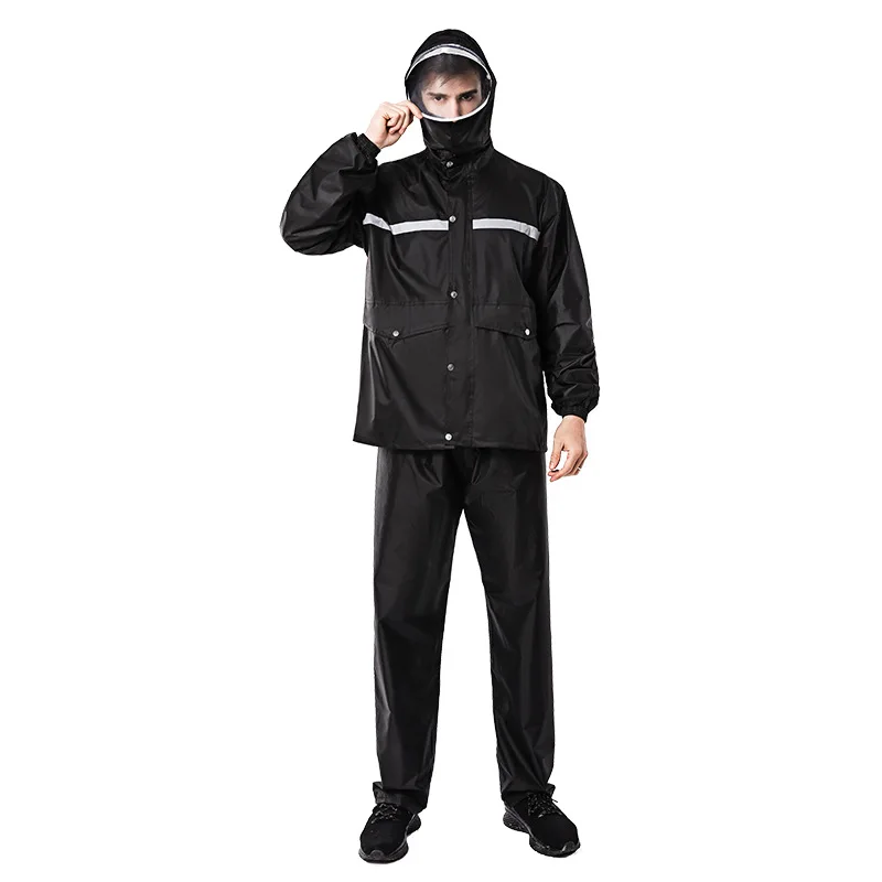 

Men Waterproof Motorcycle Rain Coat Set Adult Reflective Raincoat Coat Pant Suit Quality Outdoor Camping Hiking Rainwear Cover