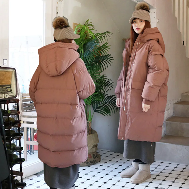 

Brick Red Cotton Overcoat Women's 2019 New Style Korean-style Thick Mid-length Students Loose-Fit Versatile Cotton Coat down Coa