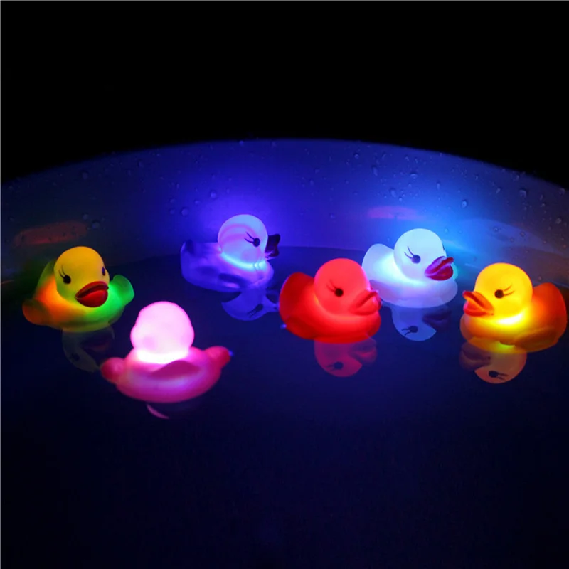 

6Pcs/Set Cute LED Flashing Light Floating Duck Bath Tub Shower Rubber Toy for Kids High Quality