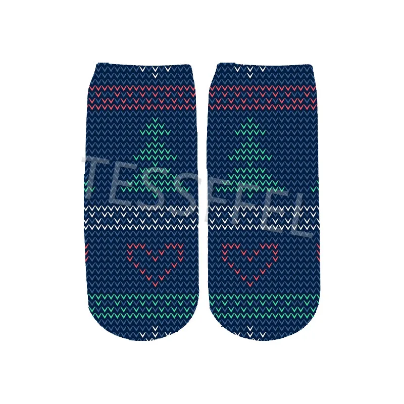 

Tessffel Christmas Day Dress Up 3D Printed Male/Female/Children Cartoon Fun Socks Cotton Short Ankle Socks Style5