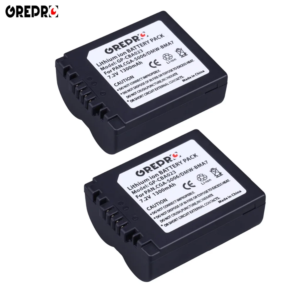2x CGA-S006 DMW-BMA7 батареи для цифрового фотоаппарата Panasonic Lumix DMC-FZ50, DMC-FZ38, DMC-FZ35, DMC-FZ30, DMC-FZ28, DMC-FZ18, DMC-FZ8, DMC-FZ7