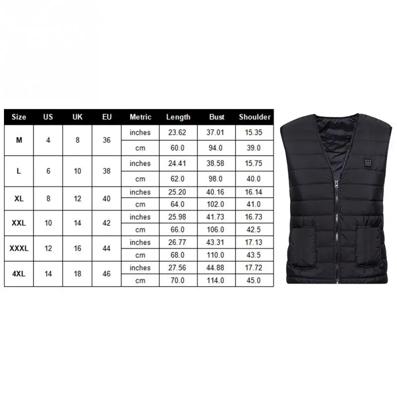 Women Men USB Charging Heating Vest Three Grades Winter Warm heating Pad Body Warmer coatFor Sports Outdoor Hiking Riding