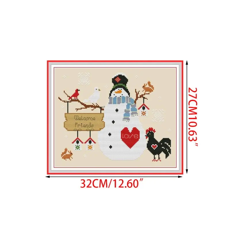 Рождественский снеговик DIY ручной работы Рукоделие Счетный 14CT Печатный Вышивка крестом комплект с вышивкой украшение дома