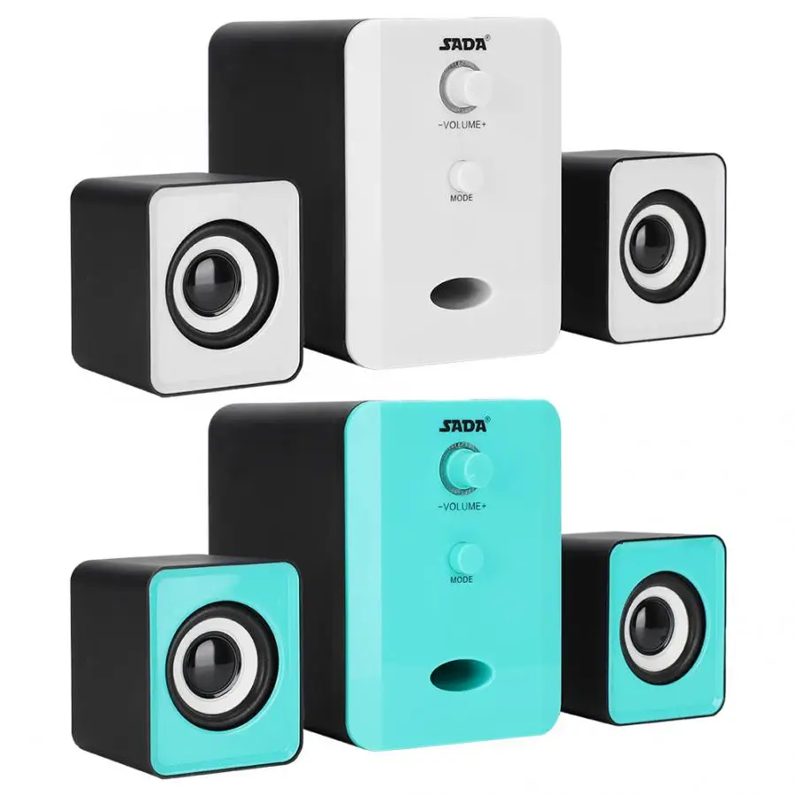 SADA D-201 мини USB Bluetooth динамик тяжелый бас для настольного компьютера ноутбука мобильного телефона 2,1 объемный звук сабвуфер