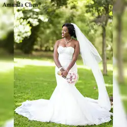 Abito da sposa свадебное платье без бретелек с аппликациями Русалка свадебное платье