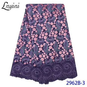 

Embroidery Swiss Voile Lace Fabrics with Stones Purple Color African Cotton Lace Fabric for Nigerian Wedding Party Dress L2962B