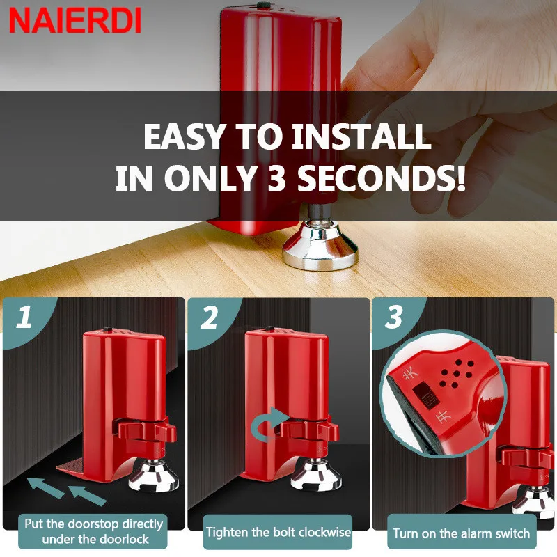 NAIERDI Door Lock Portable Locks Self-Defense Door Stop Travel Travel Accommodation Stopper Lock Security Device door stopper
