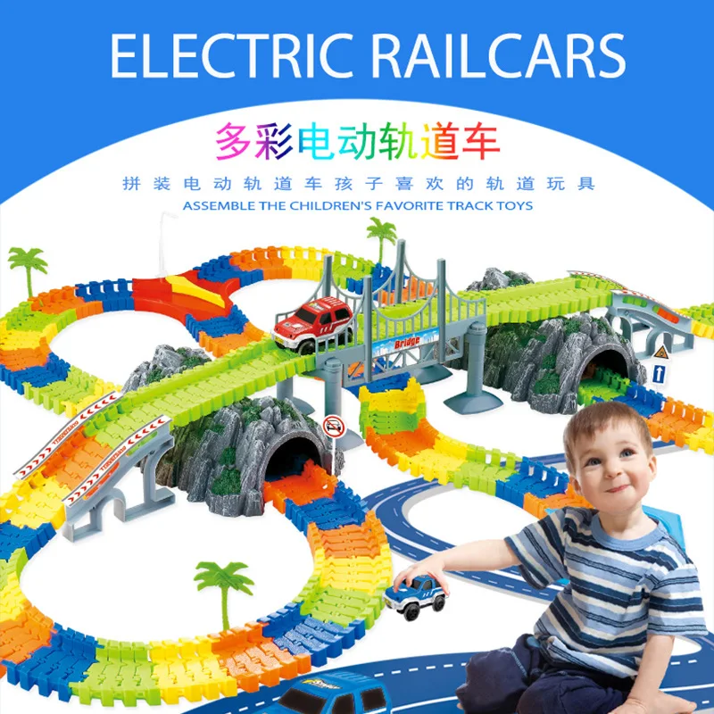 

Children Camera Track Toy DIY Electric Camera Track Car with 2 Race Car Interactive Educational Assembled Toys Supply of Goods