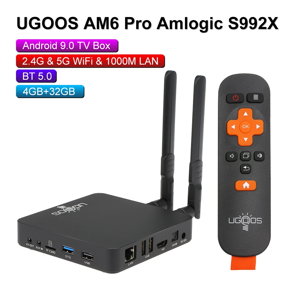Новый AM6 Pro Plus Smart Android9.0 TV Box Amlogic S922X 4 ГБ 32 2 4G 5G WiFi 1000M BT5.0 4K HD AM3
