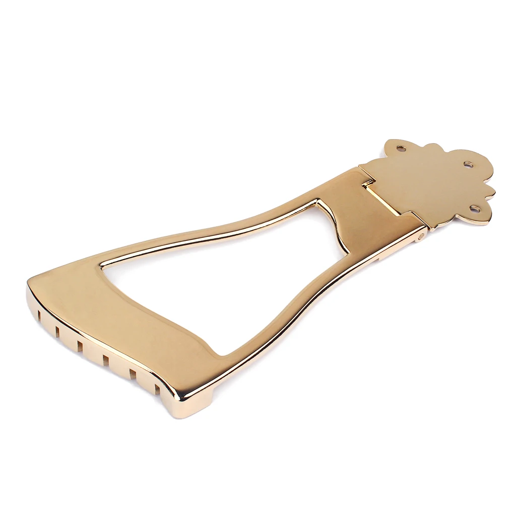 Metal 6 Strings Jazz Guitar Bridge Tailpiece Replacement for Hollowbody Archtop Guitar, Gold