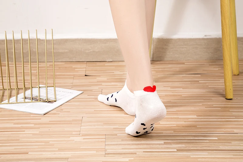 5Pairs Neue Nette Herz Socken Frauen Baumwolle Socken Wellenförmige Streifen Ankle Socken Kurze Low Cut Socke Casual Gril Weiße socken 35-40 – Detail 9