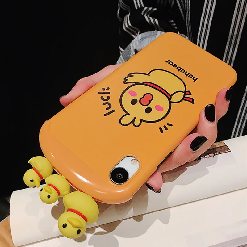 Забавный мультяшный стереоскопический маленький желтый утенок розовый поросенок чехол для телефона для iPhone XR XS MAX X 7 8 6 6splus красивые куклы игрушки чехол