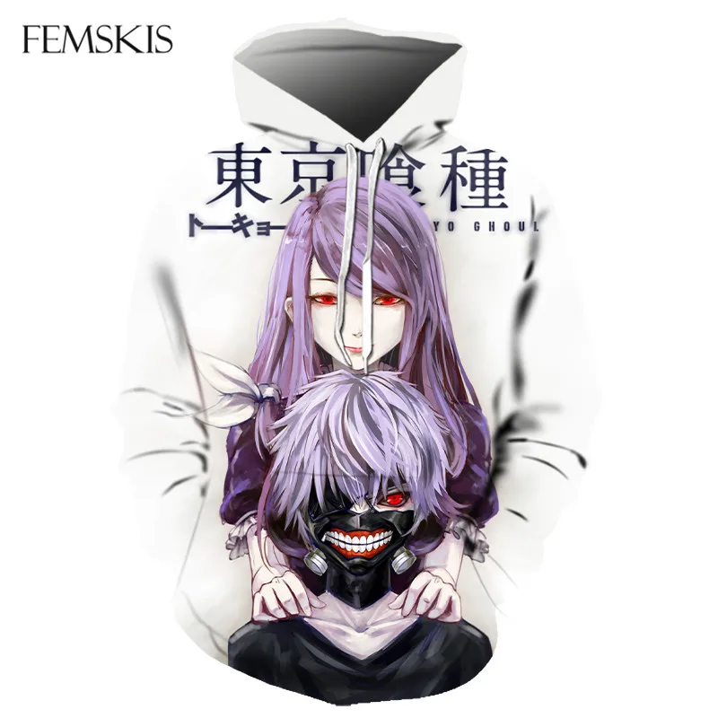 

FEMSKIS Newest Fashion Mens Womens Tokyo Ghoul Funny 3D Print Casual Hoodies Pullovers Sweatshirts Plus Size Hip Hop Hooded