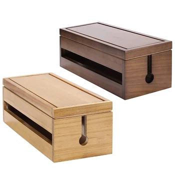 

Cable Management Box Wooden Cord Organizer Box for Extension Cord Power Stripe Surge Protector Wire
