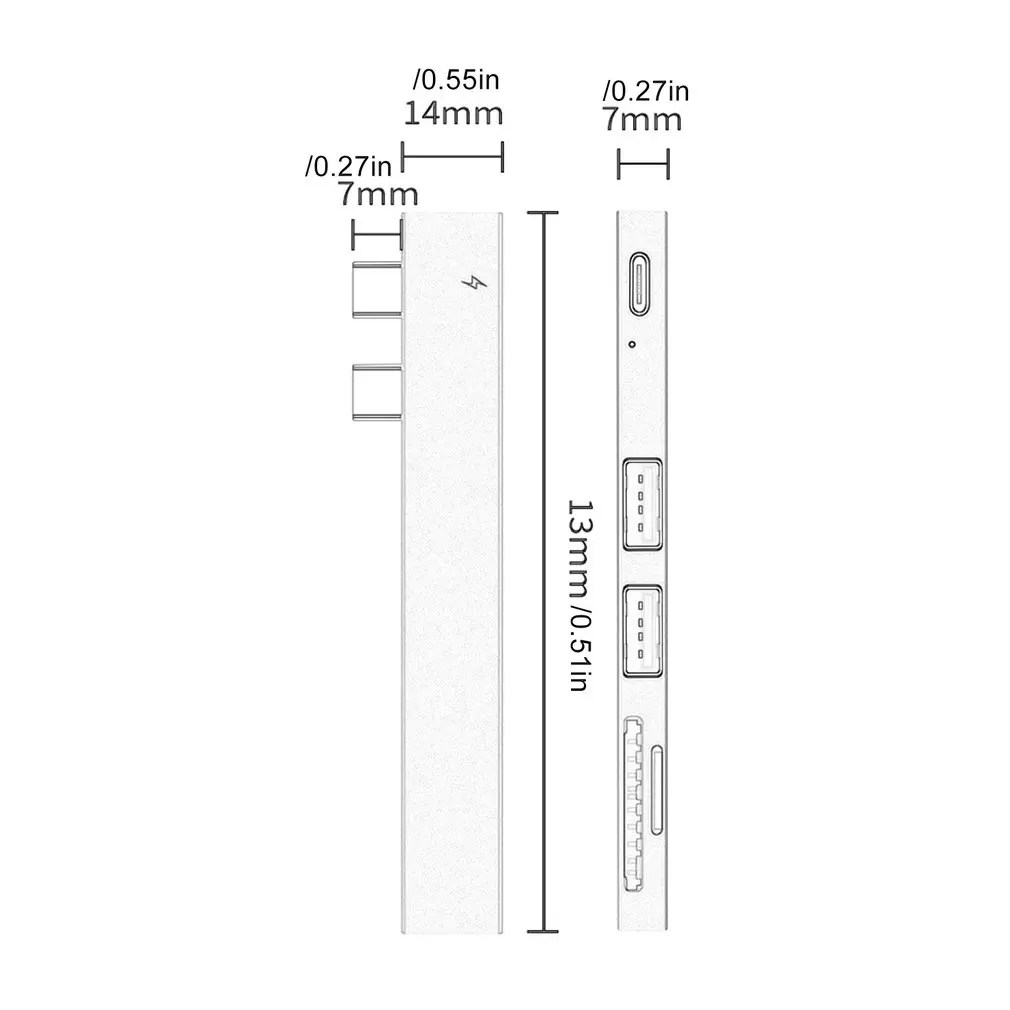 Многопортовый концентратор, двойной USB-C, кардридер, USB C, концентратор, двойной тип C, адаптер, док-станция с USB PD зарядным устройством, SD/TF слот