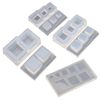 

4Pcs UV Resin 3D Hollow Geometric Square Pendant Silicone Mold Hollow Quicksand Cubic Resin Casting Molds Art Craft Tool