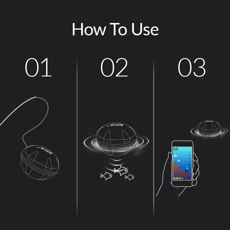 Эхолот рыболокатор Erchang беспроводной Bluetooth для озерной и морской рыбалки IOS