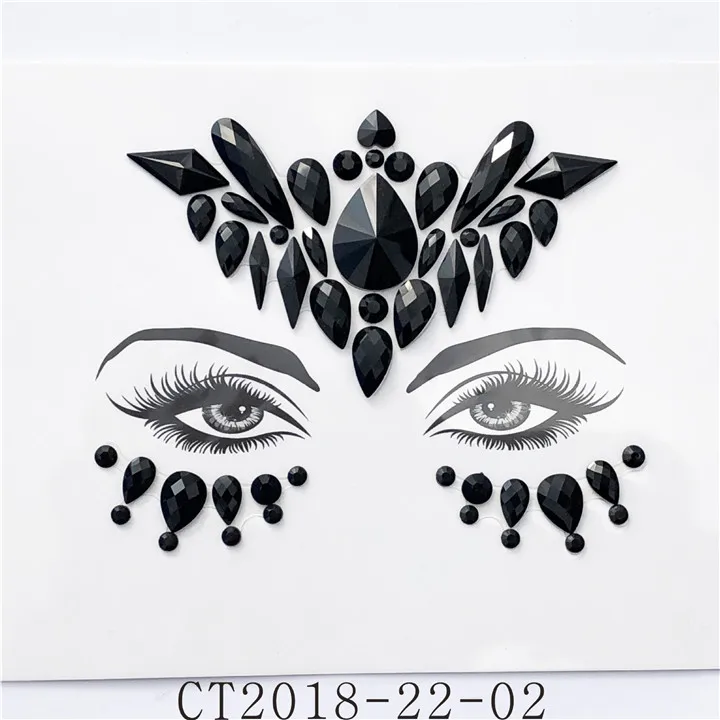 6    Fashion Acrylic Rhinestone Face Stickers For Women Halloween Christmas Birthday Party Decor Gemstone Forehead Face Sticker