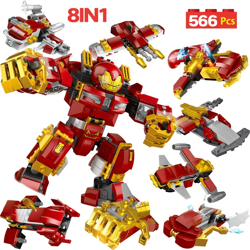 

566pcs Toy For Boys Super Hero Movie Blocks Compatible Legoings Marvel Robot Iron Man Building Blocks Technic Bricks