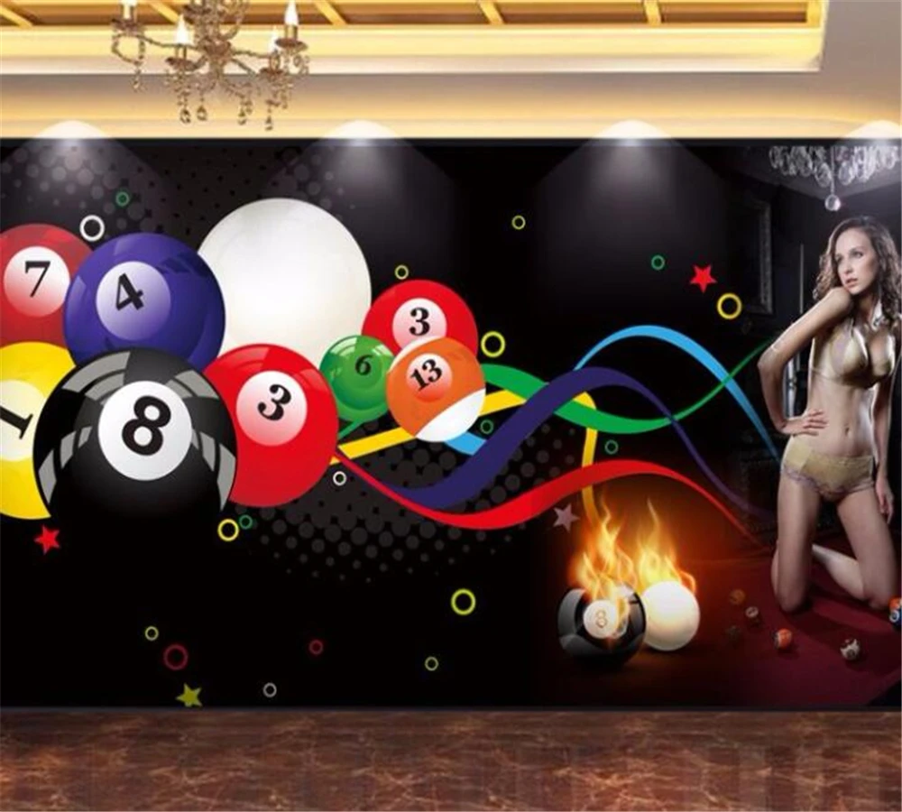 3D Billiard Hall Beauty Mural Billiard Room Wallpaper Snooker Club