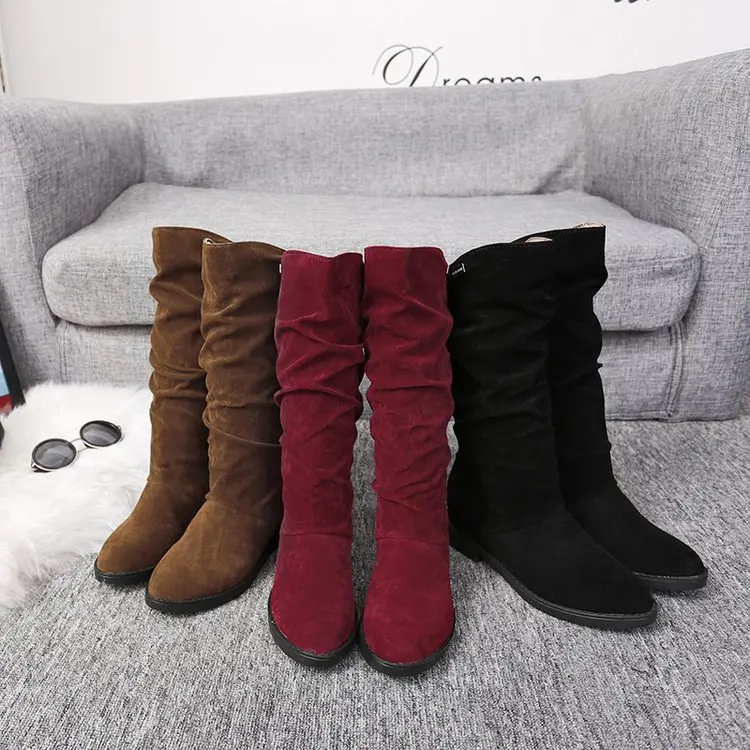 

Wish Foreign Trade Hot Selling Korean-style Boots Thigh Boot Winter Boots Children Flat Heel-Toe Waterproof Platform Biker Boots
