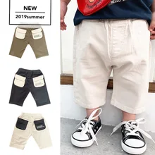 Г. Летние новые стильные детские штаны из саржи в Корейском стиле с надписью повседневные штаны-Капри Для маленьких мальчиков