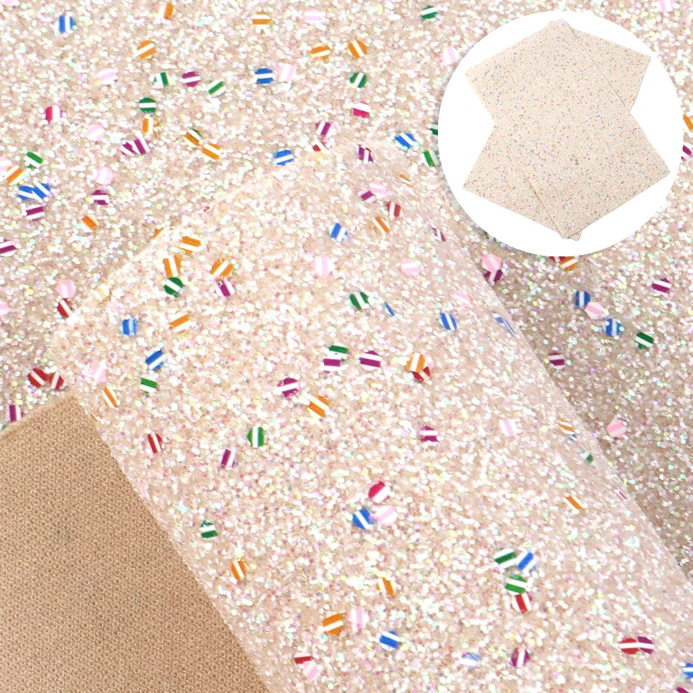 

20*34cm Chunky Glitter Sequins Synthetic Leather Faux Leather Fabric for Bows Sheets DIY Handmade Materials Crafts,1Yc8490